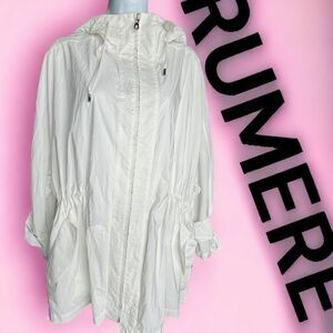 Rumere Women's Zip Up Tie Waist Long Sleeve Athletic Hoodie Jacket White Size 40